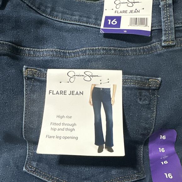 Jessica Simpson Women's High Rise Fitted Hip Thigh Flare Jean Dark Wash Size 16 - Picture 5 of 5